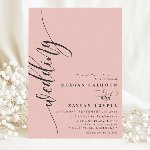 Invitation Corail Doux Écriture Calligraphique Élégante Maria
