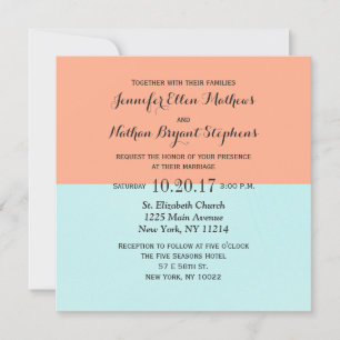 Invitation Corail élégant et vert menthe deux tons couleur di