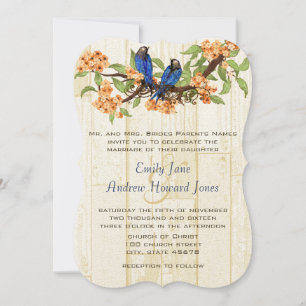 Invitation Corail et Marine Inséparables Vintages Tea Stain