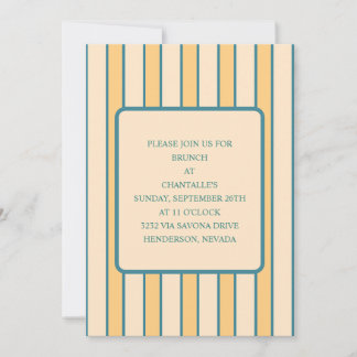 Invitation Corail et rayure verte rétro moderne
