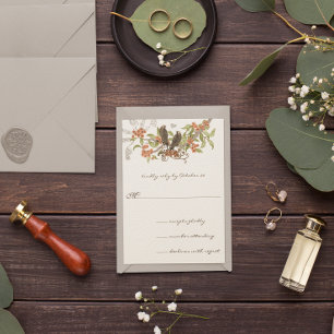 Invitation Corail forestier enchanté et Inséparables Vintages