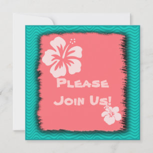 Invitation Corail, Hibiscus Tropical Theme Personnalisé Invit