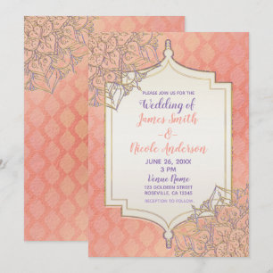 Invitation Corail Lavande Or Glam Marocain Mariage Indien