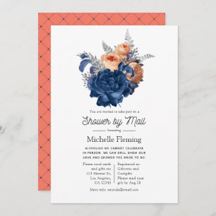 Invitation Corail, Marine et Silver Floral Showback par courr