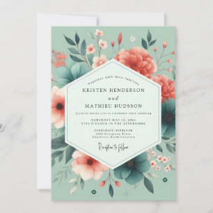 Invitation Corail Mousse de Mer Flore Vive Mariage