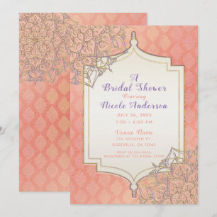 Invitation Corail Or Lavande Mariage Marocain Arabe