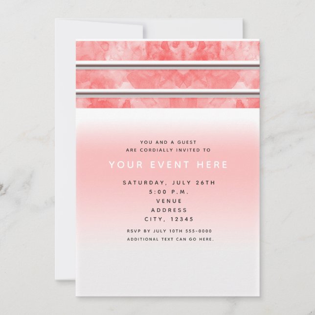 Invitation Corail Orange Moderne Élégant Chic en Aquarelle Ra (Devant)