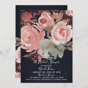 Invitation Corail Peach rose Soft Bold Fête des mariées flora