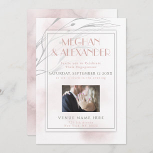 Invitation Corail Rose Aquarelle Willow Branch Cadre photo