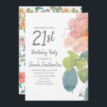 Invitation Corail rose Boho Aquarelle Florale 21e anniversair<br><div class="desc">Beau corail mou de style boho et aquarelle rose fleurie et verdure sur une invitation à la fête blanche de 21e anniversaire pour les femmes. Le dos de cette invitation est un motif floral coordonné. Contactez-nous pour obtenir de l'aide sur la personnalisation ou la mise en correspondance de produits.</div>