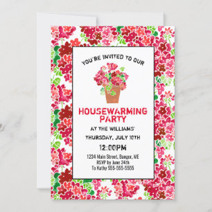 Invitation Corail rose de Geranium Floral Red House Fête du r