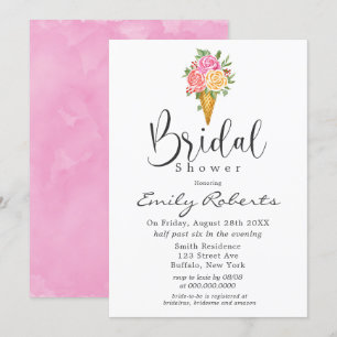 Invitation Corail rose Fête des mariées de cône de crème glac