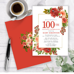 Invitation Corail rouge de Bourgogne Rose rose 100e anniversa