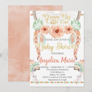 Invitation Corail Teal d'invitation de baby shower de