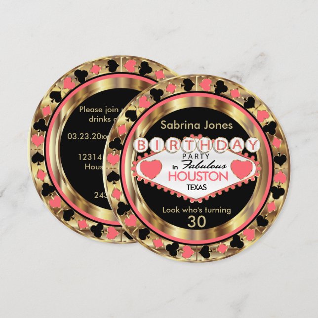 Invitation Coral 00th Birthday Party - DO-IT-YOURSELF Ville & (Devant / Derrière)