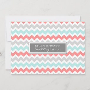 Invitation Coral Aqua Chevron Mariage Vow Renouvellement Invi