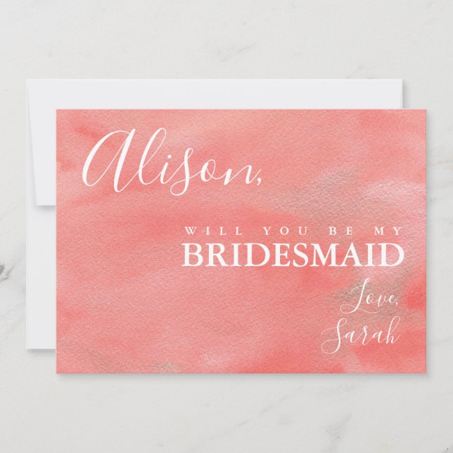 Invitation Coral Dreams Be My Bridesmaid Proposition Card (Devant)