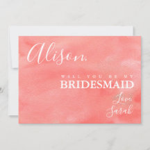 Coral Dreams Be My Bridesmaid Proposition Card