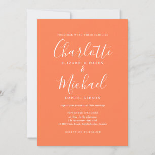 Invitation Coral Elegant Signature Mariage de script