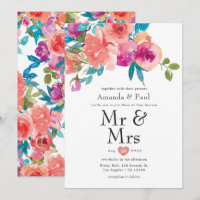 Coral et Fandango Floral Monsieur et Madame Mariag