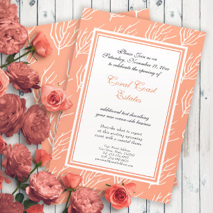 Invitation Coral Motif Couleurs Personnalisées Élégant événem