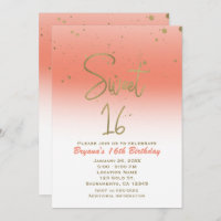 Coral & Or Glam moderne SWEET 16 Anniversaire