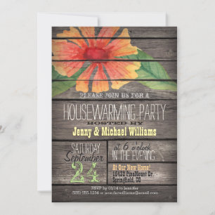 Invitation Coral Orange Flower ; Fête Russe du réchauffement 