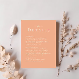Invitation Coral Peach Modern Minimaliste Mariage Détails Car