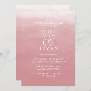 Invitation Coral Peach Rose Aquarelle Blanc Simple Mariage