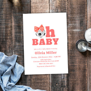 Invitation Coral pêche Oh Baby Arc Football Sport Baby Shower