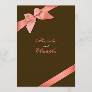 Invitation Coral Red Ribbon Wedding Annocement
