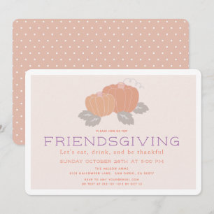 Invitation Coral rose Citrouille Friendsgiving