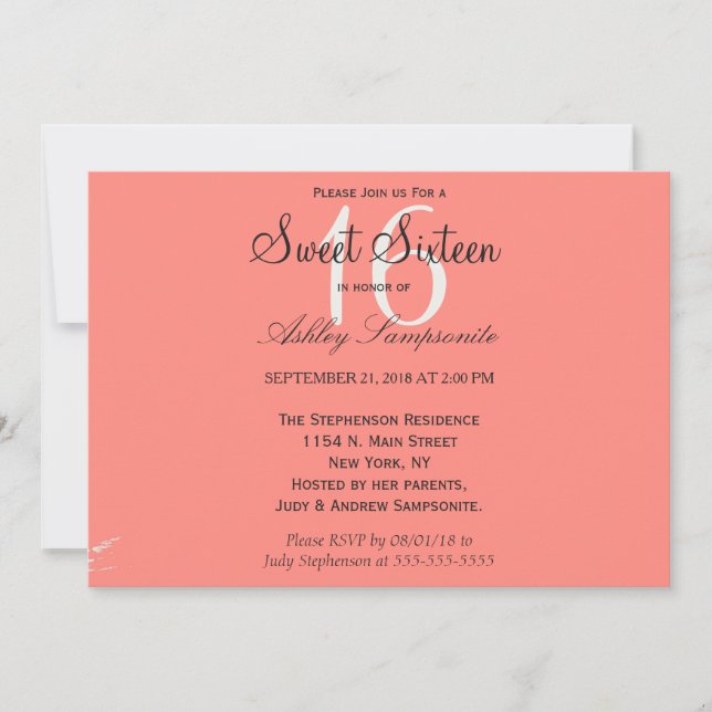 Invitation Coral rose et crème Peinture blanche (Devant)