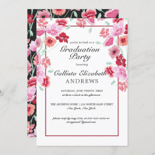 Invitation Coral Rose Floral Aquarelle Partie de graduation