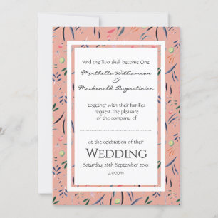 Invitation Coral rose MARIAGE floral personnalisé