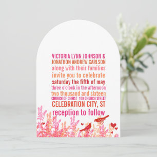 Invitation Coral rose rouge Floral Vintage Typographie Insépa