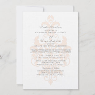 Invitation Coral Subtle Mariage damassé