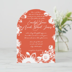 Invitation Coral Terracotta Floral Mariage
