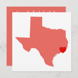 Invitation Coral Texas Red Heart Mariage