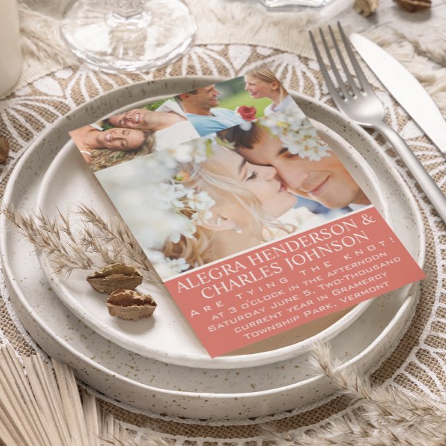 Invitation Coral Votre Typographie Photographie Mariages Invi (Créateur téléchargé)