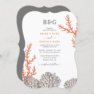 Invitation Coral Watercolor Beach Mariage moderne
