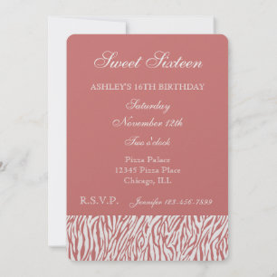 Invitation Coral Zebra Print