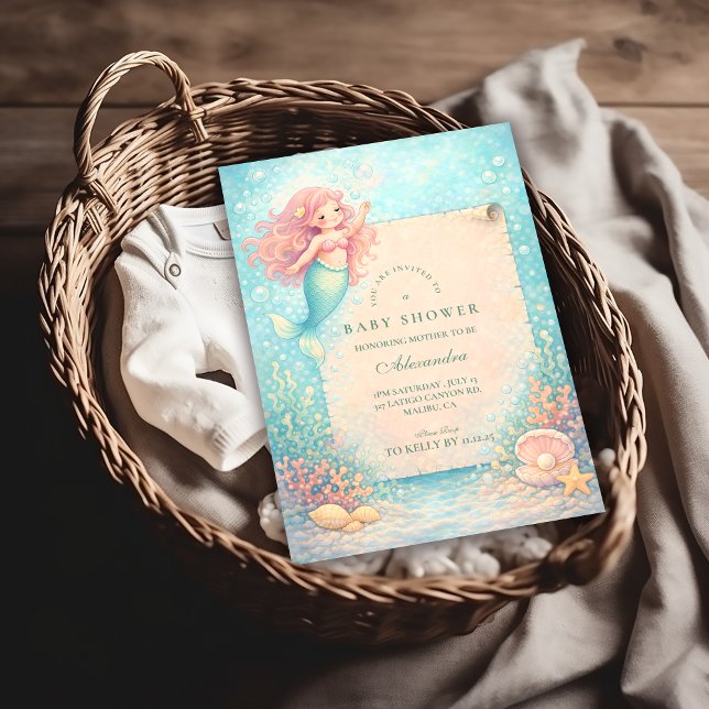 Invitation Corallight Mermaid Keepsake Baby Shower (Créateur téléchargé)