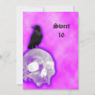 Invitation Corbeau et crâne Goth Imaginaire doux 16 Anniversa