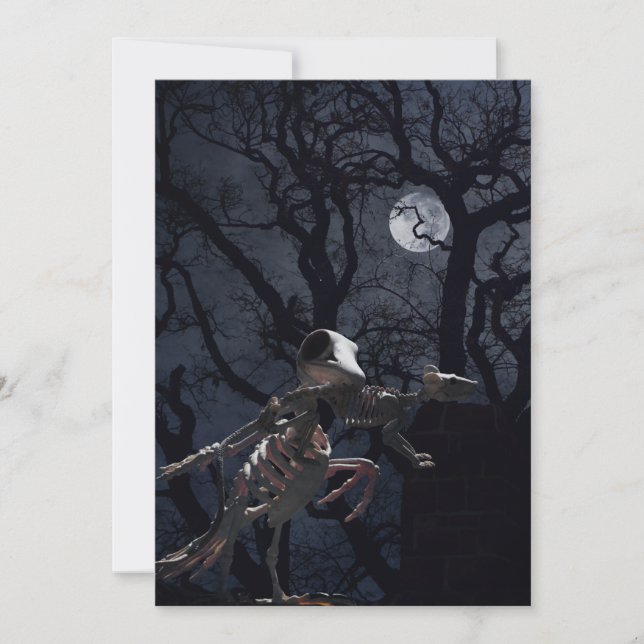 Invitation Corbeau et squelette de rat au clair de lune (Devant)