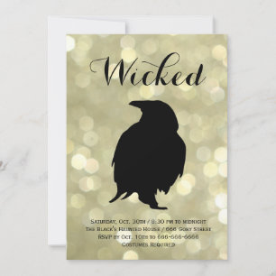 Invitation Corbeau glamour sur Gold Halloween Costume Party