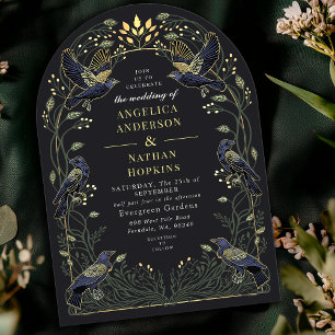 Invitation Corbeau gothique enchanté Mariage floral Ach