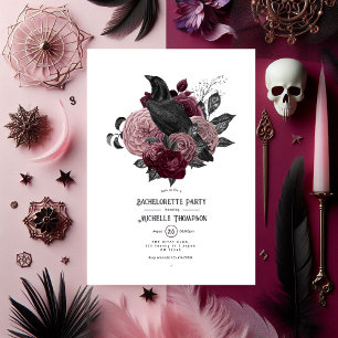 Invitation Corbeau gothique et Bachelorette florale foncée