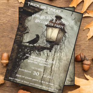 Invitation Corbeau vintage à la fête d'Halloween