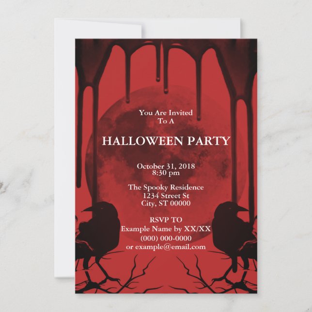 Invitation Corbeaux et Pleine Lune (Devant)